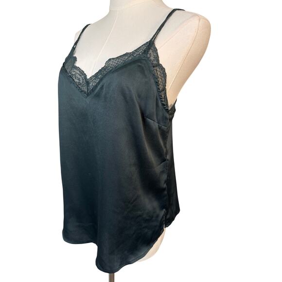 Abercrombie & Fitch Satin Lace Cami Tank Top Size Small Dark Green - Picture 2 of 4